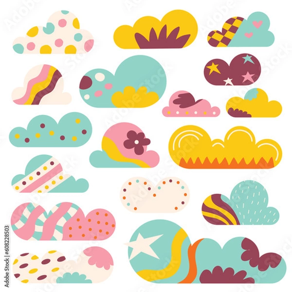 Fototapeta Clouds vector illustration hippie and colorful style easy to edit color