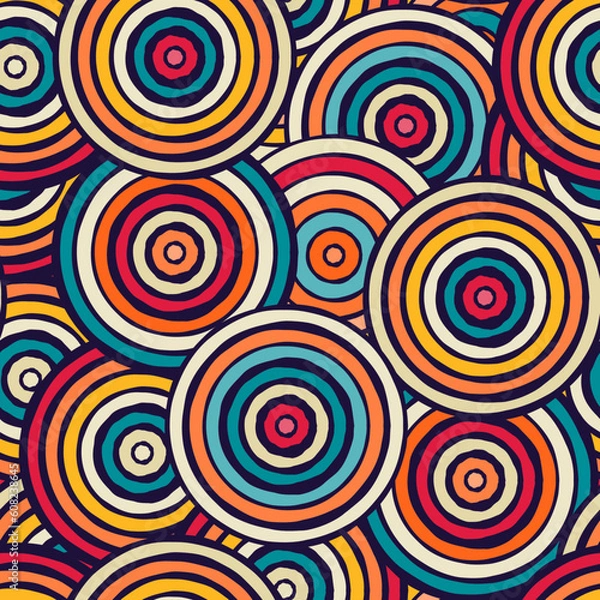Fototapeta Retro circles seamless pattern