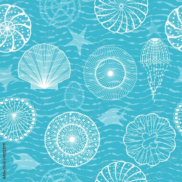 Obraz Sea creatures, seamless background