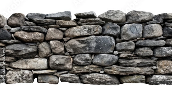 Obraz Stone wall isolated on transparent background. Old ancient stone wall