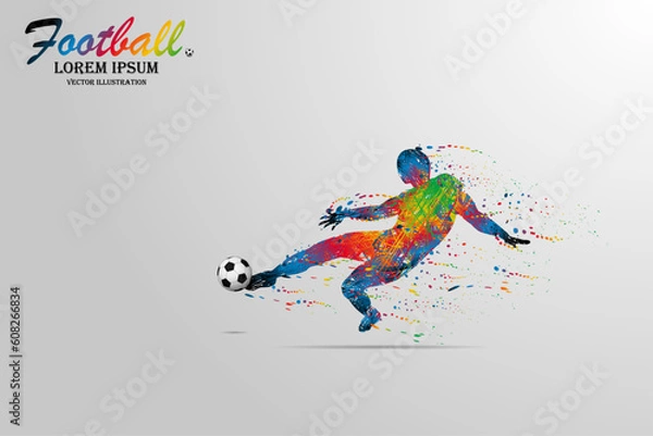 Fototapeta Visual motion drawing for football sport or football best player at speed of fast running in stadium colorful beautiful design style for winner sport game vector illustration