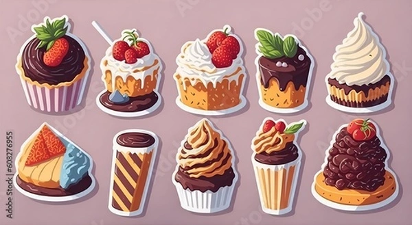 Fototapeta set of cakes