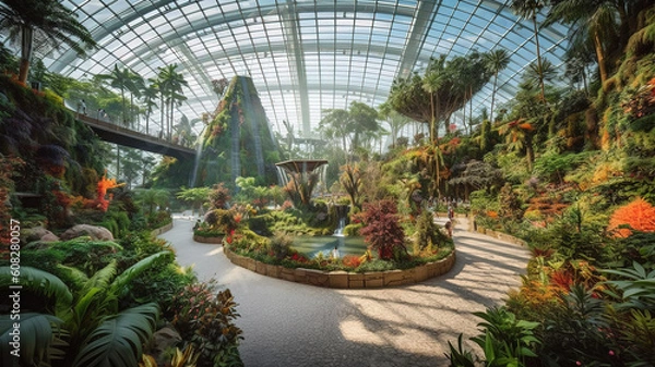 Fototapeta Gardens by the Bay in Singapore. Generative Ai