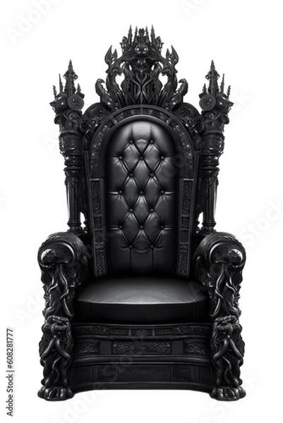Fototapeta Royal throne isolated on transparent background. Dark gothic throne. Majestic throne