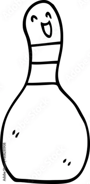 Obraz line drawing cartoon bowling pin