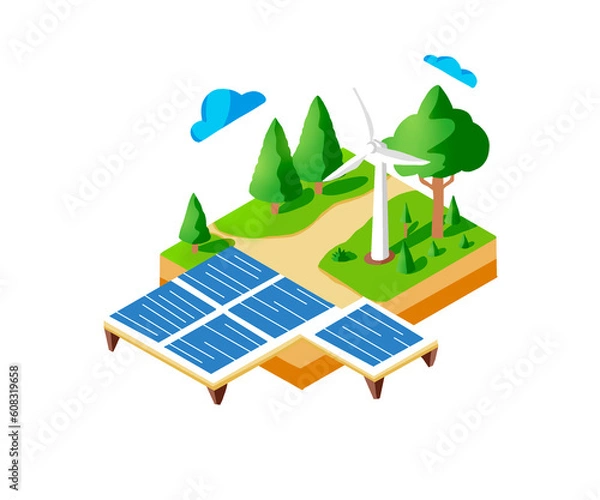 Obraz solar panels on a roof