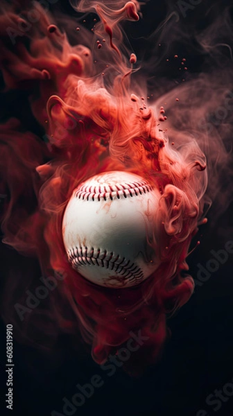 Fototapeta smoke-filled baseball, adding an element of mystery and intensity to the game, AI