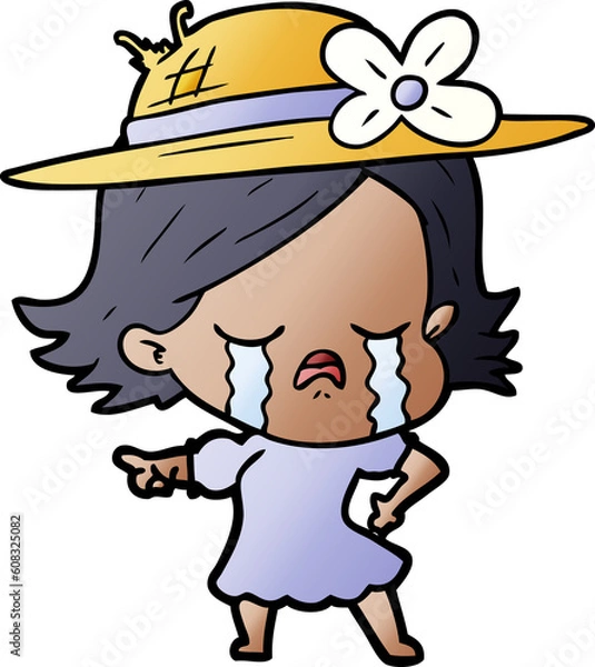 Obraz cartoon girl crying and pointing