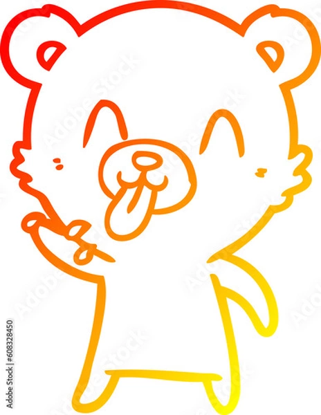 Obraz warm gradient line drawing of a rude cartoon bear