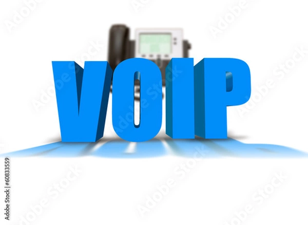 Fototapeta VOIP text with IP Phone in the background