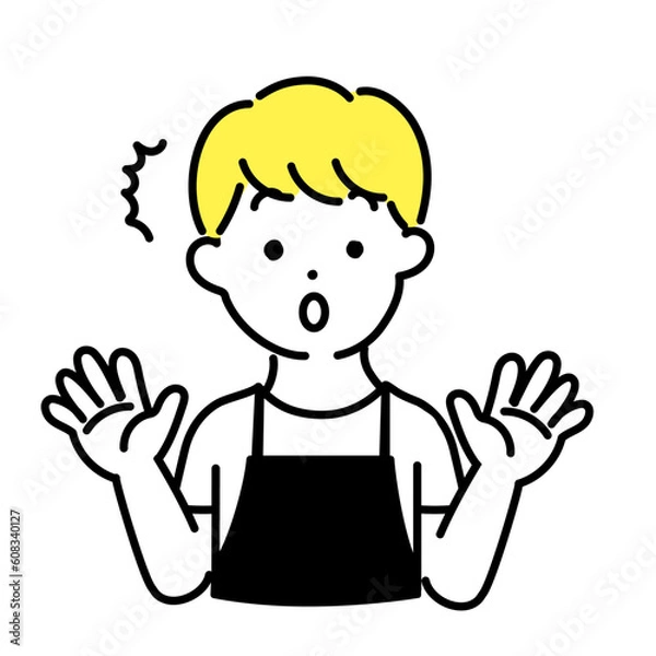 Fototapeta かわいい人物のイラストシリーズ _ 男性の店員_ 驚く