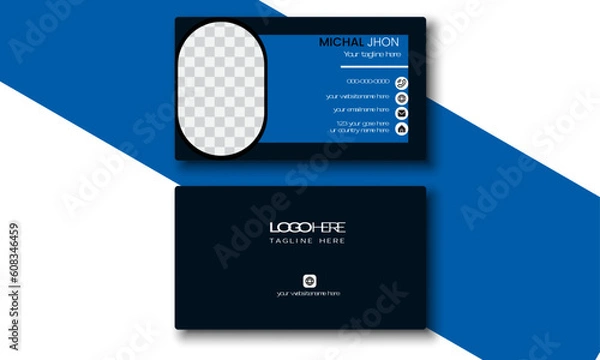 Obraz Creative Clean blue and black color Luxury business card design.