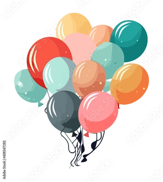 Obraz Flying multi colored helium balloons