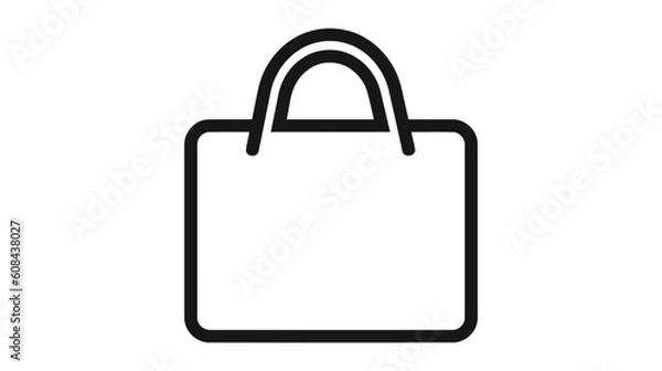 Fototapeta Shoping bag icon in flat style. Handbag sign vector illustration on white isolated background. Package business concept