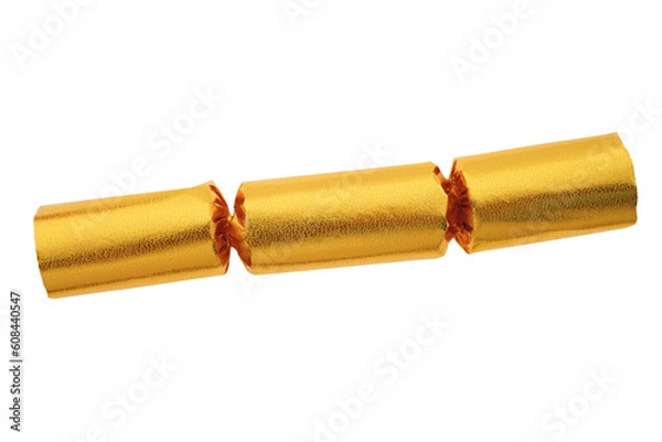 Fototapeta Gold christmas cracker isolated png file
