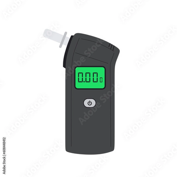 Fototapeta Alcohol tester device for driver isolated on white. Police breath alcohol testing device. Flat vector illustration