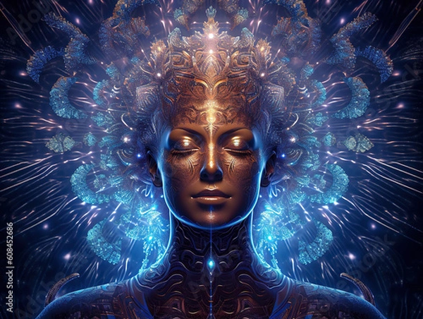 Fototapeta Expanded Consciousness. Abstract Psychedelic Art. Generated by Midjourney AI (Vers 5.1)
