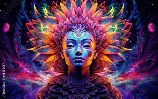 Fototapeta Expanded Consciousness. Abstract Psychedelic Art. Generated by Midjourney AI (Vers 5.1)