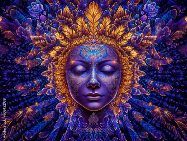 Fototapeta Expanded Consciousness. Abstract Psychedelic Art. Generated by Midjourney AI (Vers 5.1)