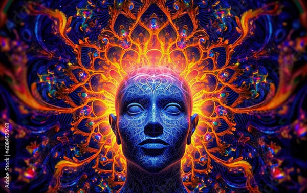 Fototapeta Expanded Consciousness. Abstract Psychedelic Art. Generated by Midjourney AI (Vers 5.1)