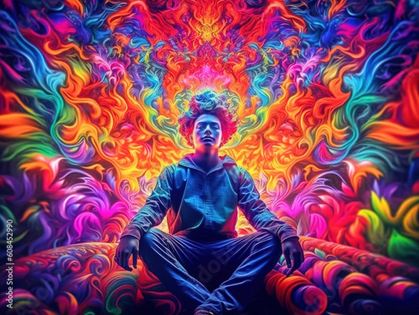 Fototapeta Expanded Consciousness. Abstract Psychedelic Art. Generated by Midjourney AI (Vers 5.1)