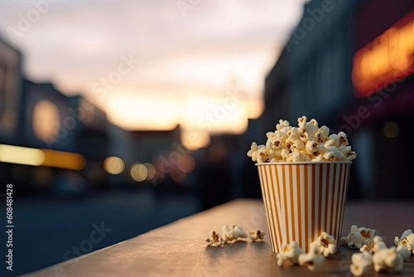 Fototapeta popcorn with blur background
