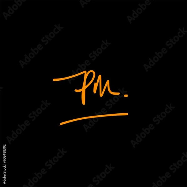Obraz Pm Initial Handwriting Signature Monogram Logo Vector