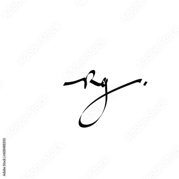 Obraz Rg Initial Handwriting Signature Monogram Logo Vector