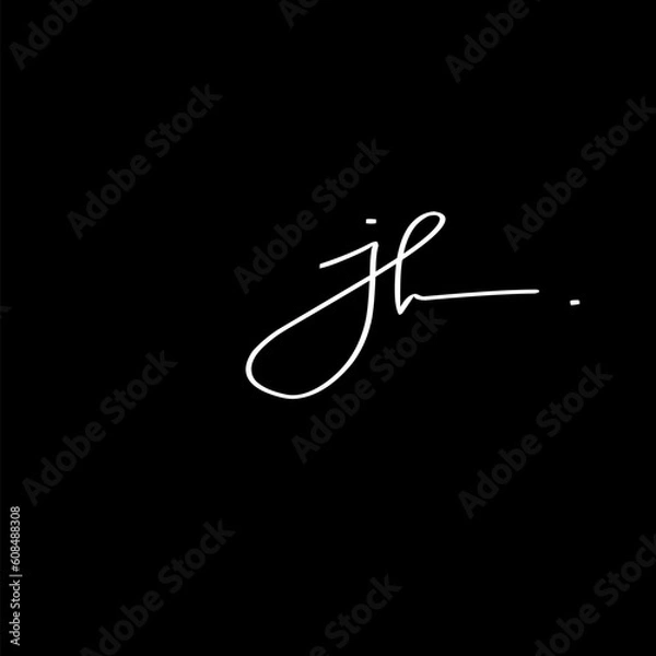 Obraz jh Initial Handwriting Signature Monogram Logo Vector