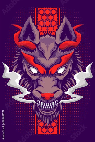 Obraz Dark color wolf head vector illustration