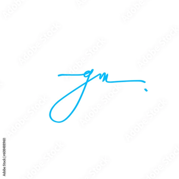 Obraz gm Initial Handwriting Signature Monogram Logo Vector