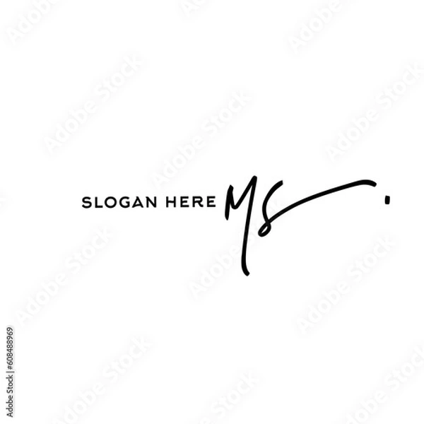 Obraz Ms Initial Handwriting Signature Monogram Logo Vector