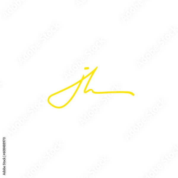 Obraz jh Initial Handwriting Signature Monogram Logo Vector