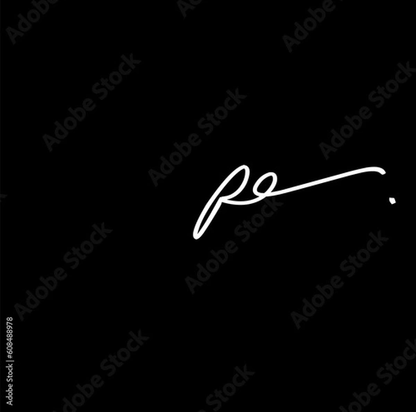 Obraz Pe Initial Handwriting Signature Monogram Logo Vector