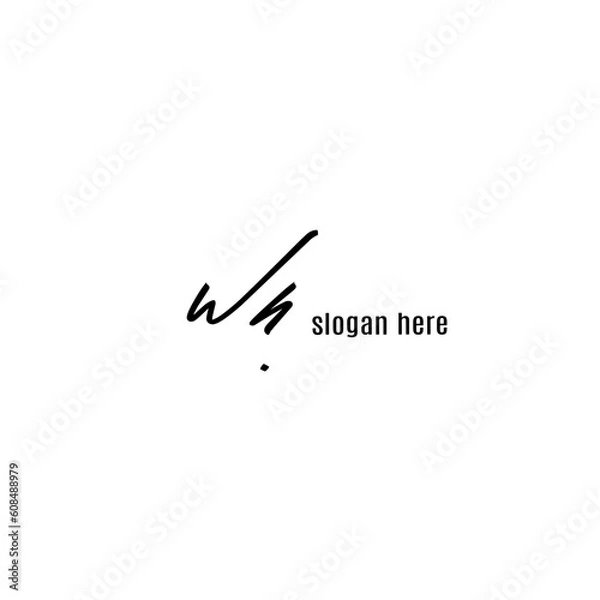 Obraz Wh Initial Handwriting Signature Monogram Logo Vector