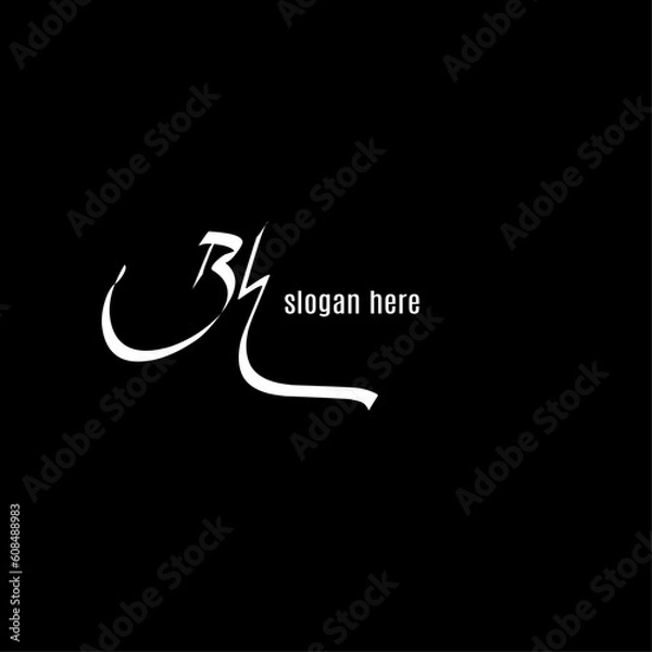 Obraz Bh Initial Handwriting Signature Monogram Logo Vector