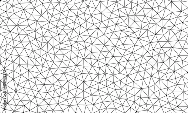 Obraz seamless abstract geometric polygonal repeatable pattern swatch background, editable stroke width, black and white