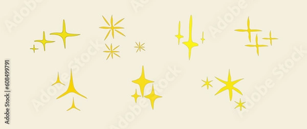 Obraz The set of original vector stars sparkle icon, Yellow, gold, orange sparkles symbols vector.
