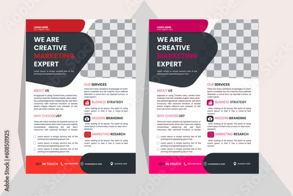 Fototapeta modern business flyer template, abstract business flyer and creative design, IT company flyer and editable vector template design
