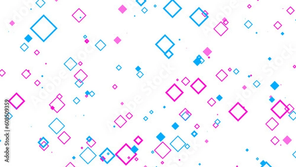 Fototapeta VJ パーティクル 菱形 ポップ 四角形 青 紫 透過背景 [別Verあり]