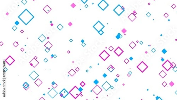 Fototapeta VJ パーティクル 菱形 ポップ 四角形 青 紫 白背景 [別Verあり]