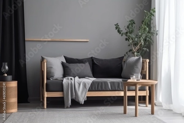 Fototapeta Luxurious Elegant Living Room Decor. Generative AI