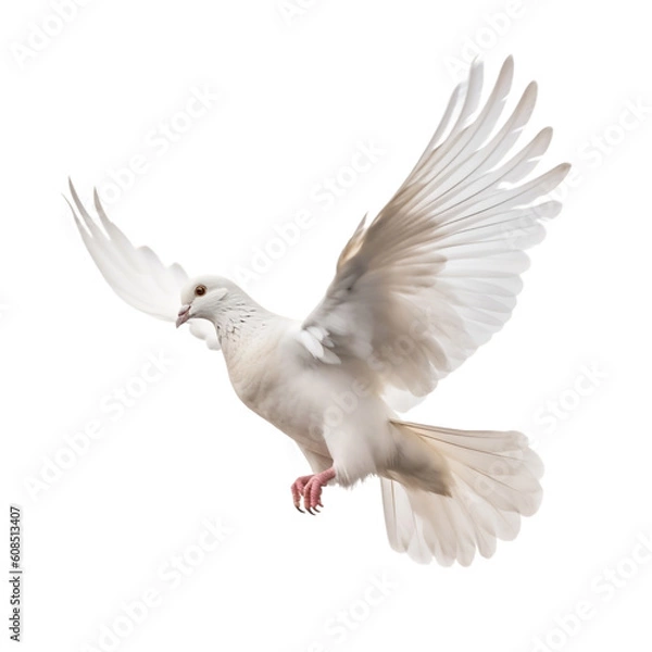 Obraz white dove flying isolated in transparent background