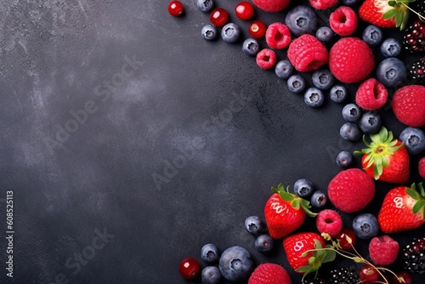 Obraz Frozen Delights: Vibrant Background with Ice Creams and Berry Decor