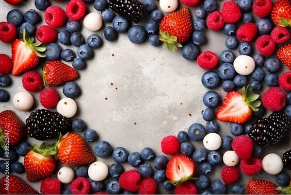 Obraz Frozen Delights: Vibrant Background with Ice Creams and Berry Decor