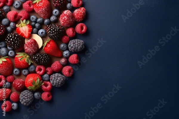 Obraz Frozen Delights: Vibrant Background with Ice Creams and Berry Decor