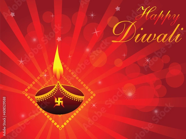 Fototapeta abstract deepawali background with deepak vector illustration