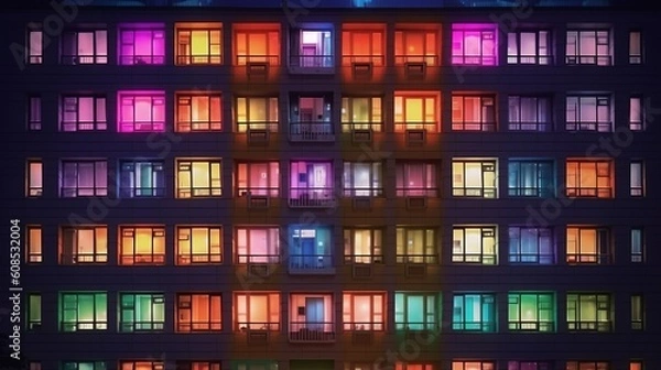 Fototapeta A vibrant, illuminated cityscape at nighttime. Generative ai