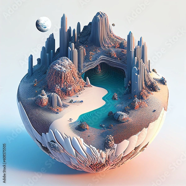 Obraz AI generative objects isometric constructions