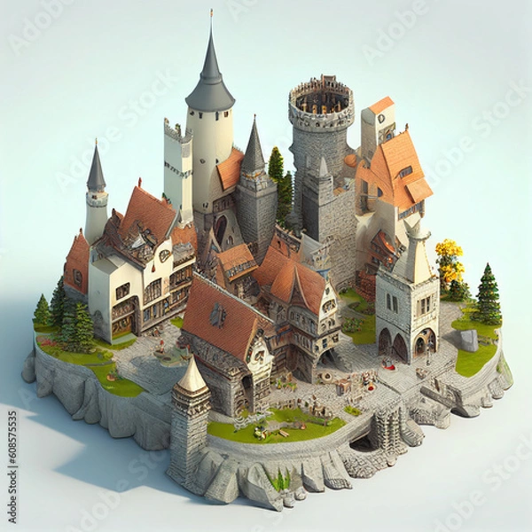 Fototapeta AI generative objects isometric constructions